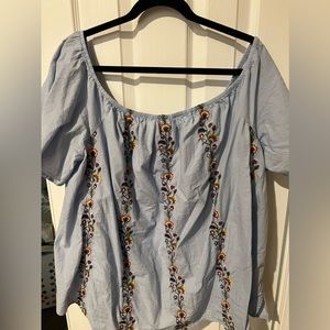 Lane Bryant off the shoulder blouse with embroidered flowers 22/24